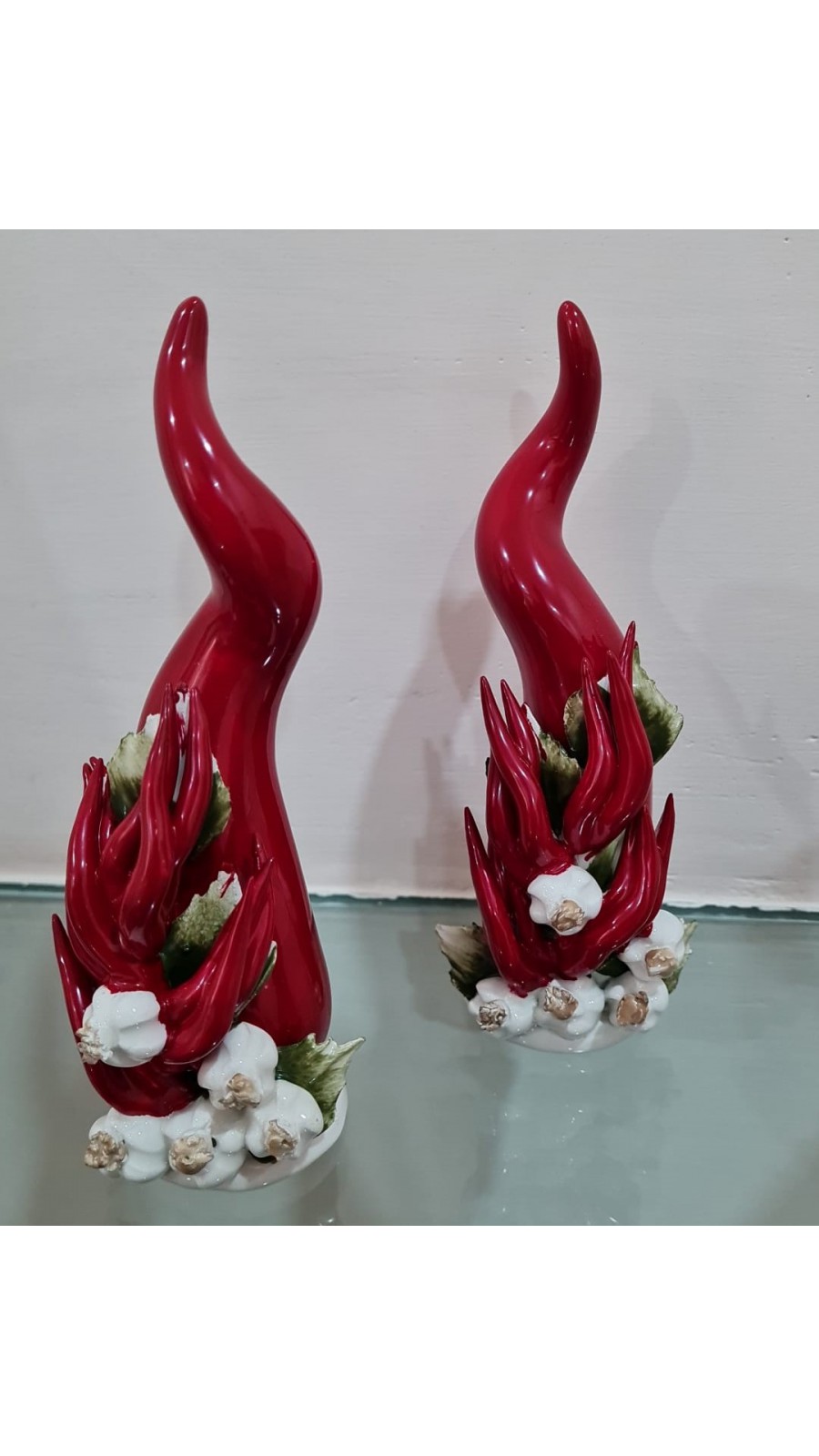 Corno ceramica di capodimonte cm15 dec.5 aglio e peperoncino