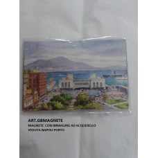 MAGNETE CON ACQUERELLO PORTO DI NAPOLI