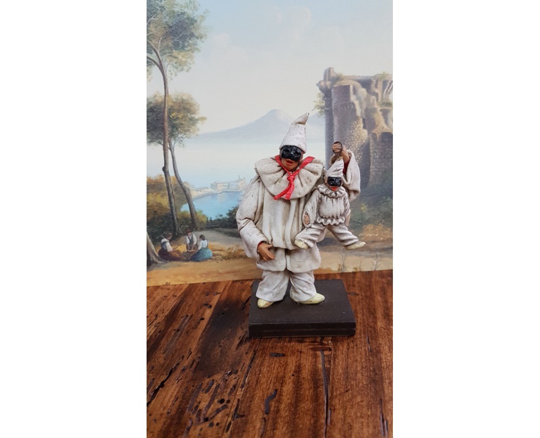 Arte Pulcinella corno portafortuna in terracotta e argento